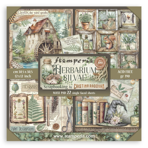 Stamperia Single-Sided Paper Pad 12"X12" 22/Pkg-Herbarium Silvae - 5A003GGQ-1HBGY - 5993110048619