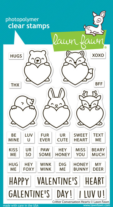 Lawn Fawn Clear Stamps-Critter Conversation Hearts - 5A003GRT-1HBV0 - 783385670173