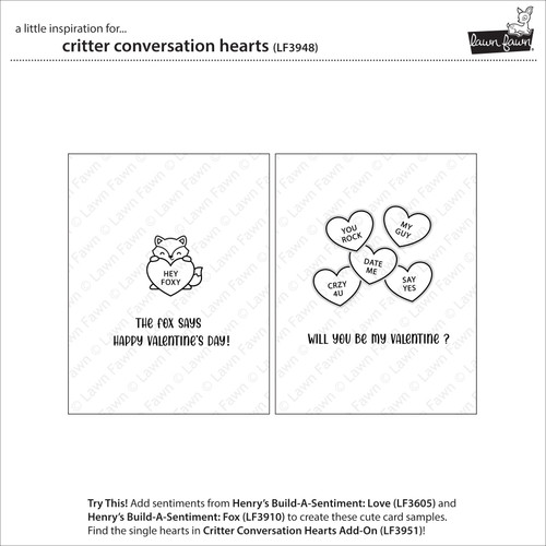 Lawn Fawn Clear Stamps-Critter Conversation Hearts - 5A003GRT-1HBV0