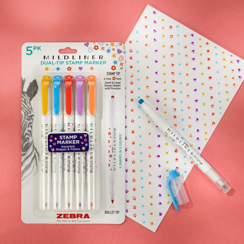 Zebra Midliner Dual Tip Marker Assortment 5/Pkg-Stamp - 5A003GCR-1HBBH