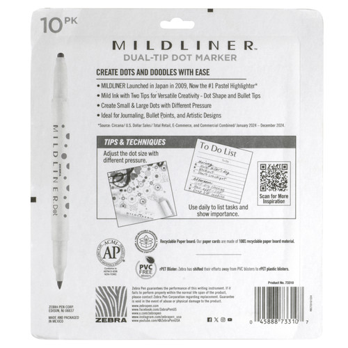 Zebra Midliner Dual Tip Marker Assortment 10/Pkg-Dot - 5A003GCN-1HB8T