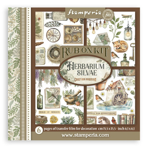 Stamperia Rub-On Kit 6.1"X6.1" 6/Pkg-Herbarium Silvae - 5A003GG9-1HBJ9 - 5993110048565