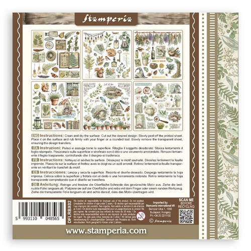 Stamperia Rub-On Kit 6.1"X6.1" 6/Pkg-Herbarium Silvae - 5A003GG9-1HBJ9
