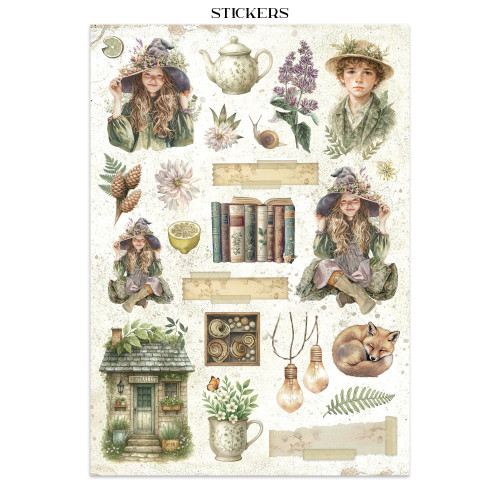 Stamperia Junk Journal Stickers, Cut-outs And Backgrounds-Herbarium Silvae - 5A003GFM-1HBJC