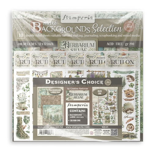 Stamperia Pad Background And Rub-On-Herbarium Silvae - 5A003GG1-1HBJL - 5993110050582