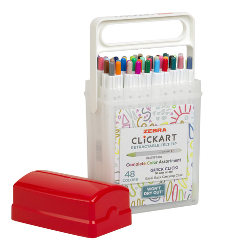 Zebra ClickArt Retractable Felt Tip Marker 48/Pkg-Assortment - 5A003GCX-1HBC8