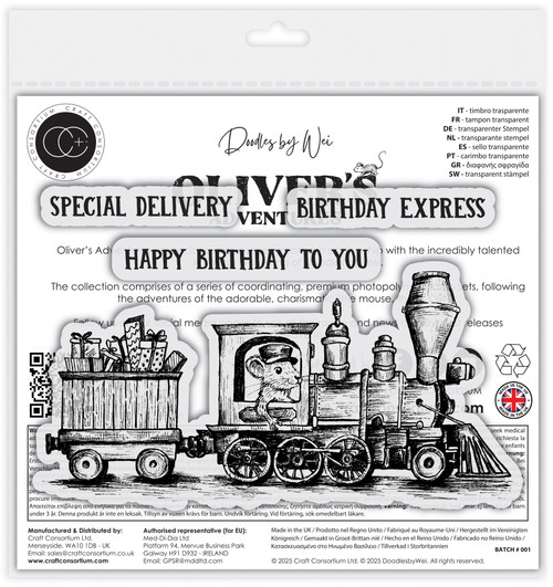 Craft Consortium Photopolymer Stamp set-Birthday Express, Oliver's Adventures - 5A003G6S-1HB34