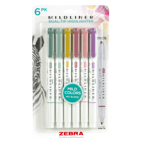 Zebra Midliner Dual-Tip Highlighter 6/Pkg-Assortment - 5A003GCW-1HB9Y - 045888789067