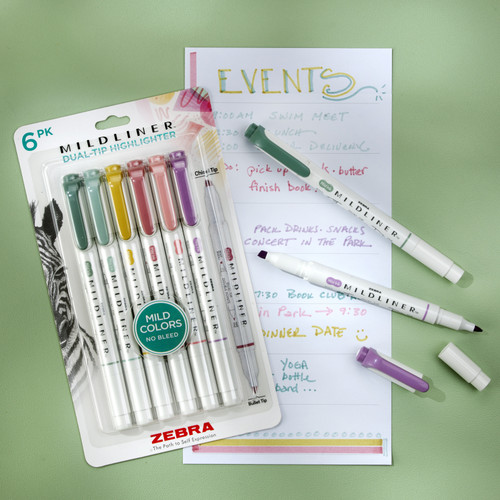 Zebra Midliner Dual-Tip Highlighter 6/Pkg-Assortment - 5A003GCW-1HB9Y