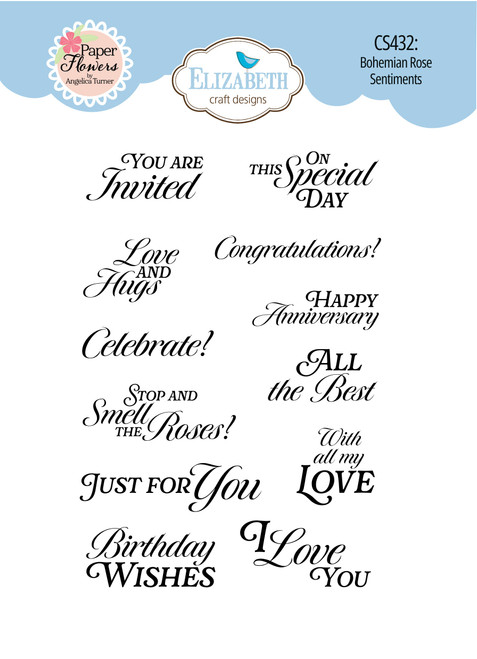 Elizabeth Craft Clear Stamps-Bohemian Rose Sentiments - 5A003G5Y-1HB23
