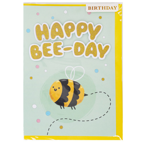 Crate Paper - Greeting Card - 5x7 - Birthday-Bee Day - Glitter - 5A002NLM-1GPSJ - 718813170611