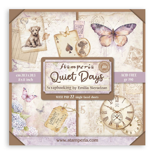 Stamperia Single-Sided Paper Pad 8"X8" 22/Pkg-Quiet Days - 5A003FZL-1H9TC - 5993110048060