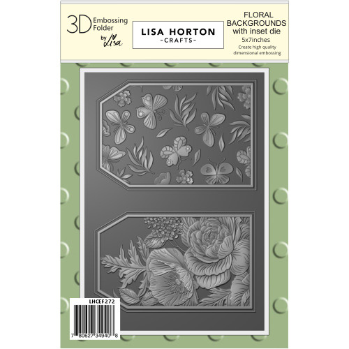 Lisa Horton Crafts Embossing Folder And Die 5"X7"-Floral Background Tags - 5A003G17-1H9WW - 780627349408