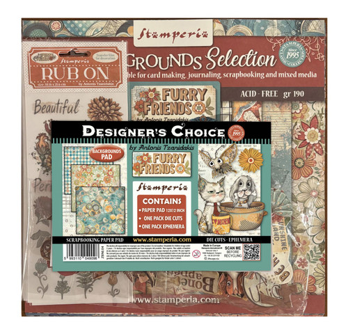 Stamperia Furry Friends Bundle-Backgrounds Pad - 5A003CW1-1H940 - 5993110049098