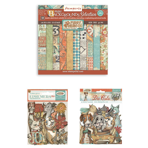 Stamperia Furry Friends Bundle-Backgrounds Pad - 5A003CW1-1H940