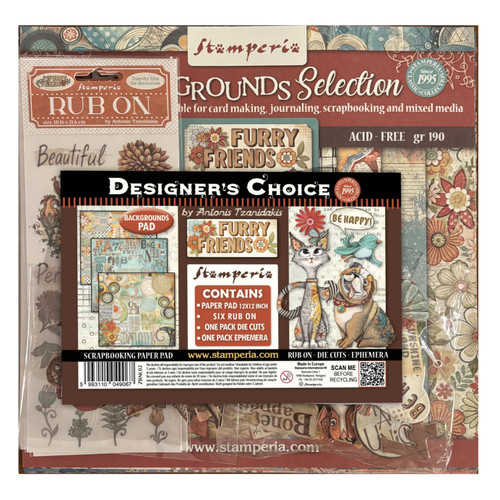 Stamperia Furry Friends Bundle-Backgrounds Pad - 5A003CVH-1H937 - 5993110049067