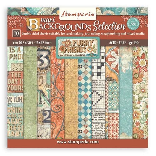 Stamperia Furry Friends Bundle-Backgrounds Pad - 5A003CVH-1H937