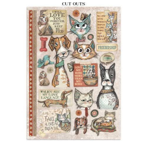 Stamperia Junk journal stickers, cut-outs, backgrounds-Furry Friends - 5A003CW4-1H94C