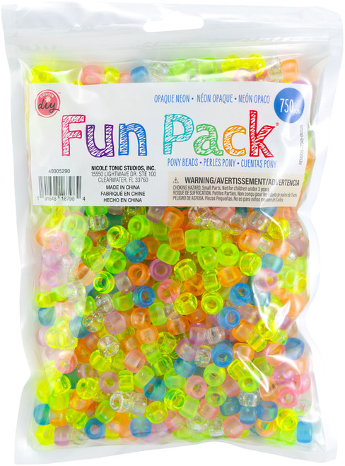 CousinDIY Pony Beads 6mmx9mm 750/Pkg -Neon - 5A0035JN-1H6V6 - 191648187984