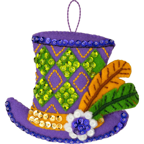 Bucilla Felt Ornaments Applique Kit Set Of 4-Mardi Gras - 5A003GR4-1HBM1