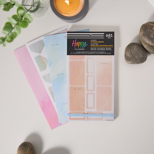Happy Planner Classic Sticker Value Pack 30/Pkg-Pastel Colorful Boxes - 5A003GVD-1HBXT