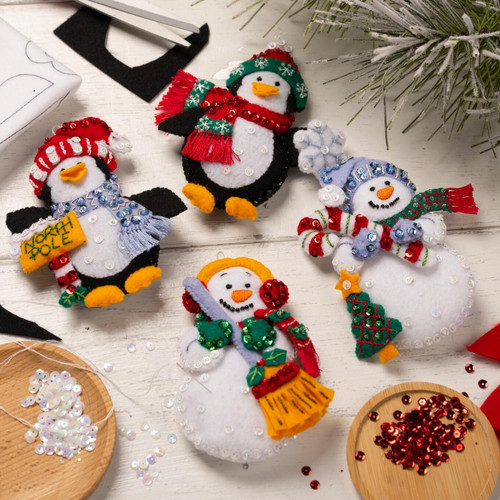 Bucilla Felt Ornaments Applique Kit Set Of 4-Polar Pal Parade - 5A003G3H-1H9Y0 Bucilla Felt Ornaments Applique Kit Set Of 4-Polar Pal Parade - 5A003G3H-1H9Y0