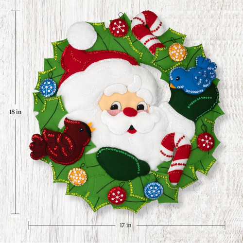 Bucilla Felt Wreath Applique Kit 17"X18"-Santa's Winter Birds - 5A003G3K-1H9XX
