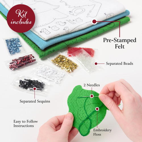 Bucilla Felt Stocking Applique Kit 18" Long-Trimming With Tweets - 5A003G3D-1H9XW