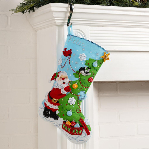 Bucilla Felt Stocking Applique Kit 18" Long-Trimming With Tweets - 5A003G3D-1H9XW