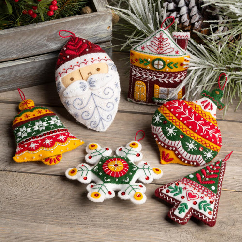 Bucilla Felt Ornaments Applique Kit Set Of 6-Santa's Nordic Set - 5A003G3J-1H9XY