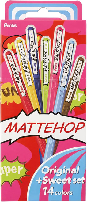 Pentel Arts Hybrid Mattehop Gel Roller 1.0mm 14/Pkg-Matte Ink - 5A0036CT-1H7K3 - 884851108784