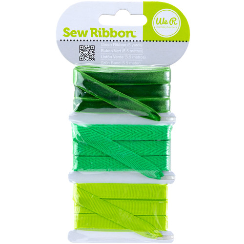 3 Pack - We R Sew Ribbon .375"X6yds-Green - SRR-71232 - 633356712329