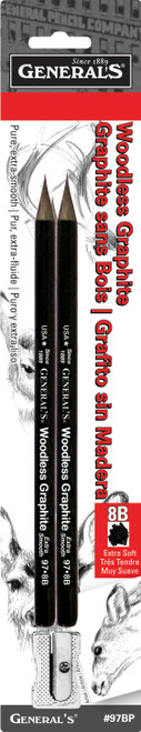 3 Pack - Woodless Graphite Pencils 2/Pkg-8B Plus Sharpener - GP97BP - 044974970020