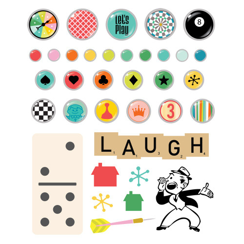 3 Pack - Simple Stories Say Adhesive Brads Chipboard Pieces-Game Night - 5A003CRC-1H8ZZ