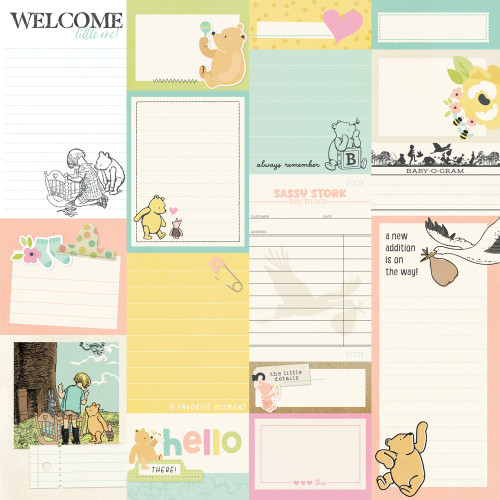 25 Pack - Simple Stories Pooh Baby Double-Sided Cardstock 12"x12"-Journal Elements - 5A003CSD-1H906