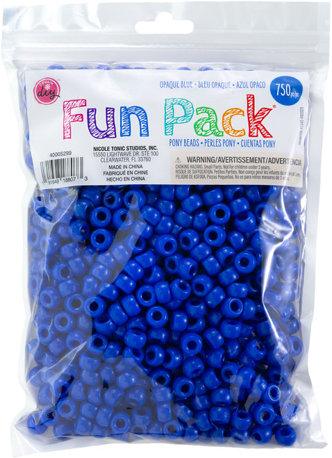 3 Pack - CousinDIY Pony Beads 6mmx9mm 750/Pkg -Blue - 5A0035JZ-1H6TV - 191648188073