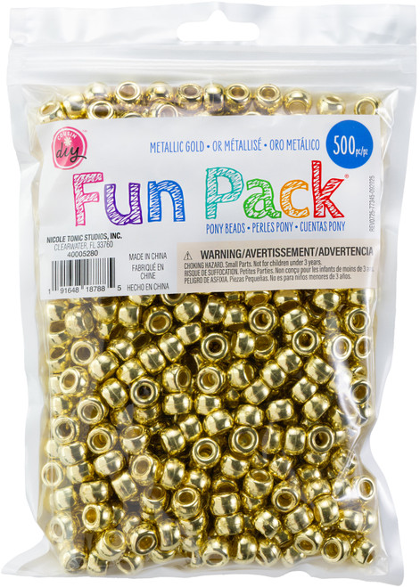 3 Pack - CousinDIY Pony Beads 6mmX9mm 500/Pkg-Metallic Gold - 5A0035JT-1H6TX - 191648187885