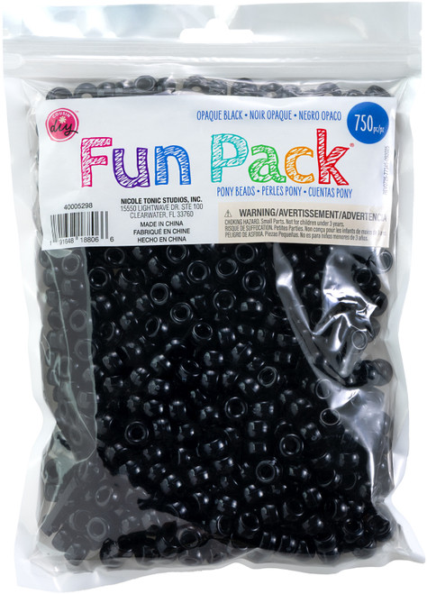 3 Pack - CousinDIY Pony Beads 6mmx9mm 750/Pkg -Black - 5A0035JY-1H6TW - 191648188066