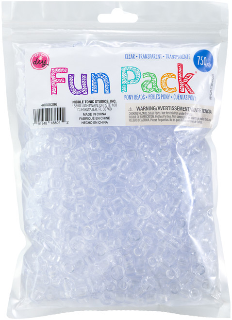 3 Pack - CousinDIY Pony Beads 6mmx9mm 750/Pkg -Clear - 5A0035JV-1H6TT - 191648188042