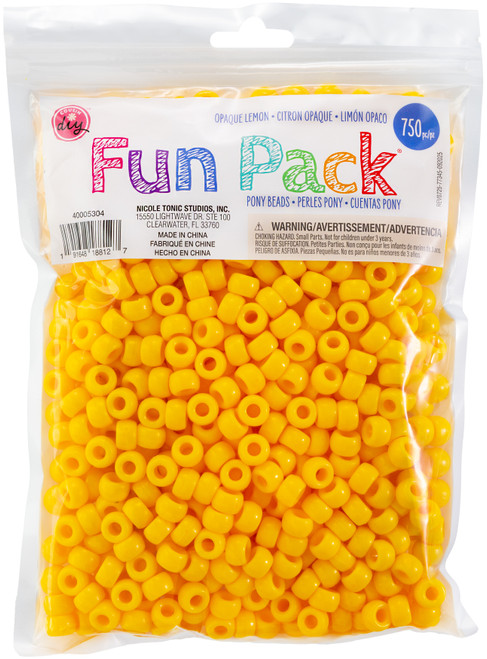 3 Pack - CousinDIY Pony Beads 6mmx9mm 750/Pkg -Lemon - 5A0035K6-1H6TR - 191648188127