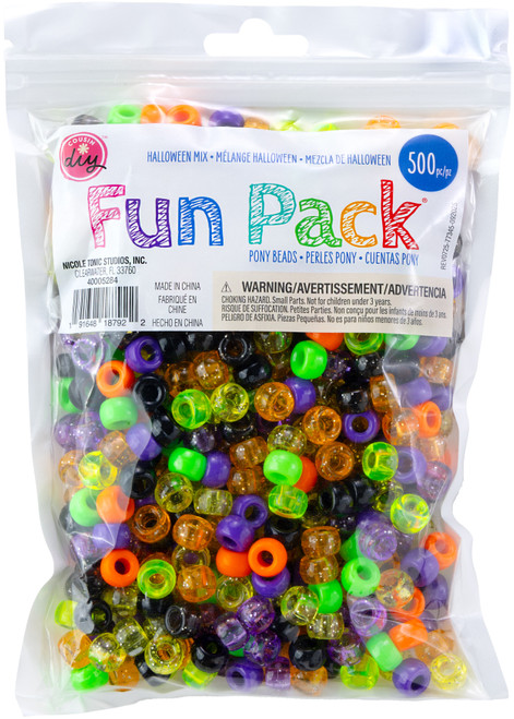 3 Pack - CousinDIY Pony Beads 6mmX9mm 500/Pkg-Halloween Mix - 5A0035JL-1H6V3 - 191648187922