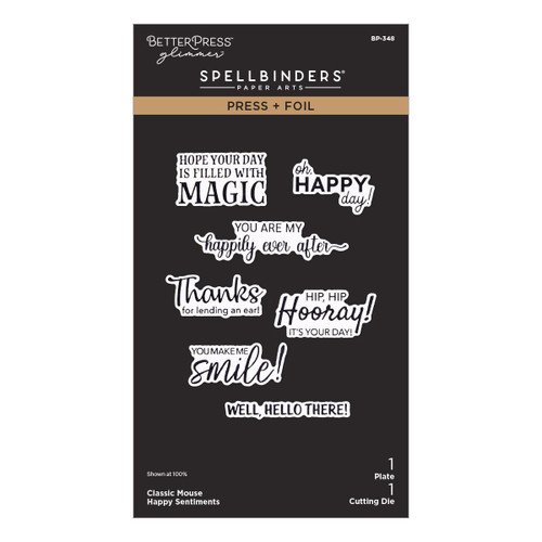 Spellbinders BetterPress Plate & Die Set-Happy Sentiments - 5A003J81-1HDGG - 810205710495
