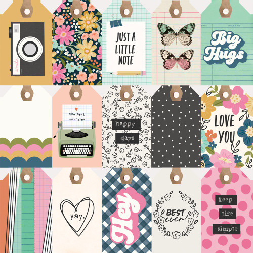 25 Pack - Simple Stories Take Note Double-Sided Cardstock 12"x12"-Tag Elements - 5A003CQV-1H932