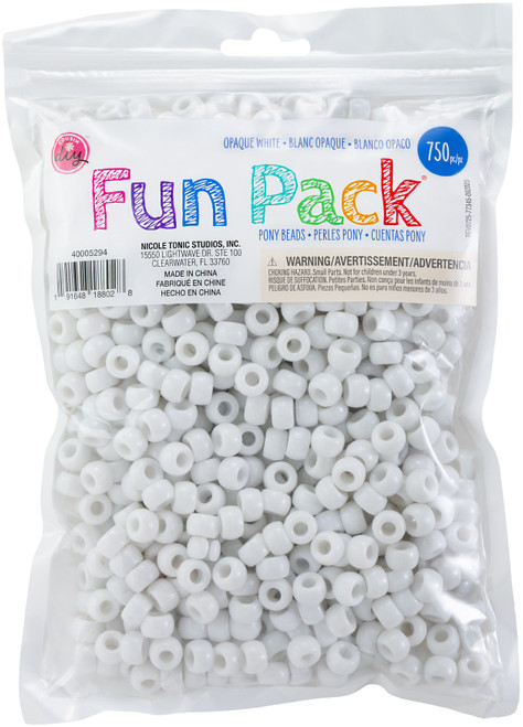 CousinDIY Pony Beads 6mmx9mm 750/Pkg -White - 5A0035JQ-1H6V2 - 191648188028