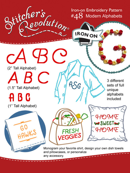 Stitcher's Revolution Iron-On Transfers-Modern Alphabets - SR-1HDNR - 043272200488