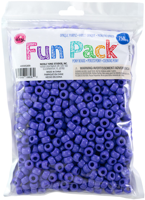 CousinDIY Pony Beads 6mmx9mm 750/Pkg -Purple - 5A0035K1-1H6V7 - 191648188080