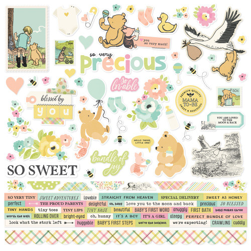 Simple Stories Cardstock Stickers 12"x12" -Classic Pooh Baby - 5A003CPL-1H8YZ - 810191521358