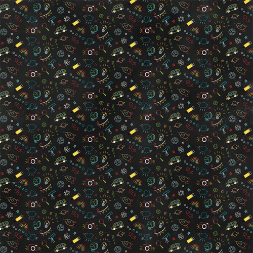 25 Pack - Echo Park Field Trip Double-Sided Cardstock 12X12"-Neon Chalkboard Doodles - 5A003D1Q-1H99M