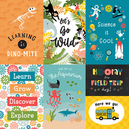 25 Pack - Echo Park Field Trip Double-Sided Cardstock 12X12"-4x6 Journaling Cards - 5A003D1Q-1H9B3
