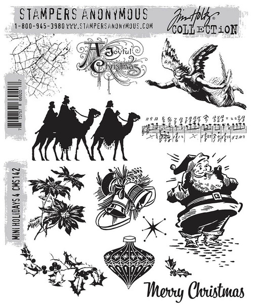 Tim Holtz Cling Stamps 7"X8.5"-Mini Holiday #4 - CMS-LG-142 - 713757669207 Tim Holtz Cling Stamps 7"X8.5"-Mini Holiday #4 - CMS-LG-142 - 713757669207